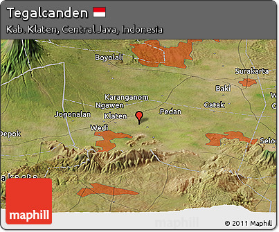Satellite Panoramic Map of Tegalcanden