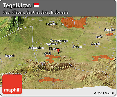 Satellite Panoramic Map of Tegalkiran
