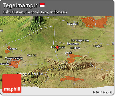 Satellite Panoramic Map of Tegalmampir
