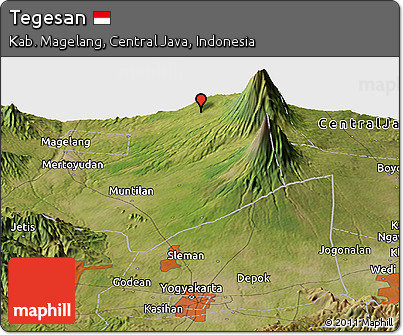 Satellite Panoramic Map of Tegesan