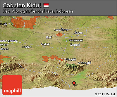 Satellite Panoramic Map of Gabelan Kidul