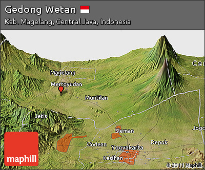 Satellite Panoramic Map of Gedong Wetan