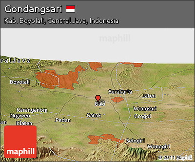 Satellite Panoramic Map of Gondangsari