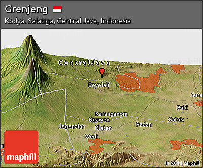 Satellite Panoramic Map of Grenjeng