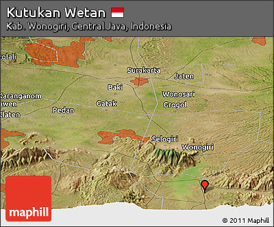 Satellite Panoramic Map of Kutukan Wetan