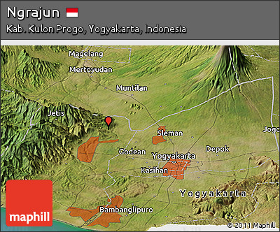 Satellite Panoramic Map of Ngrajun