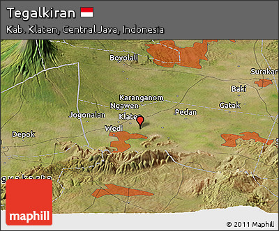 Satellite Panoramic Map of Tegalkiran