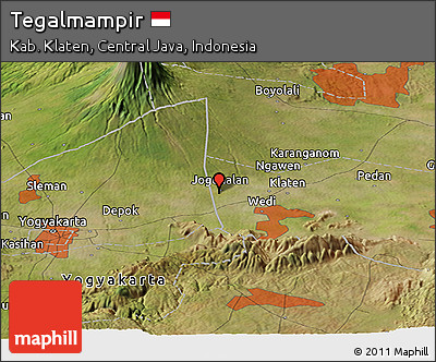 Satellite Panoramic Map of Tegalmampir