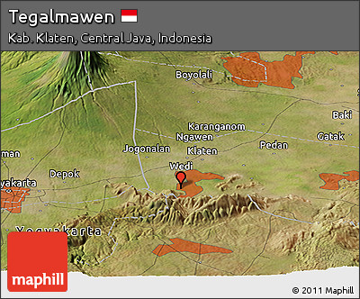 Satellite Panoramic Map of Tegalmawen