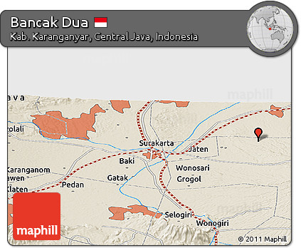 Shaded Relief Panoramic Map of Bancak Dua