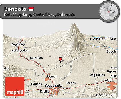 Shaded Relief Panoramic Map of Bendolo