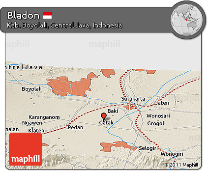 Shaded Relief Panoramic Map of Bladon