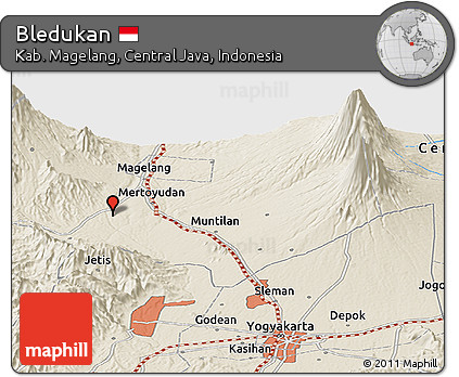 Shaded Relief Panoramic Map of Bledukan