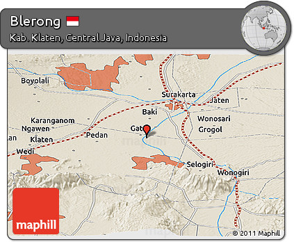 Shaded Relief Panoramic Map of Blerong