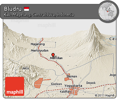 Shaded Relief Panoramic Map of Bludru