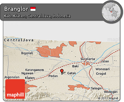 Shaded Relief Panoramic Map of Branglor