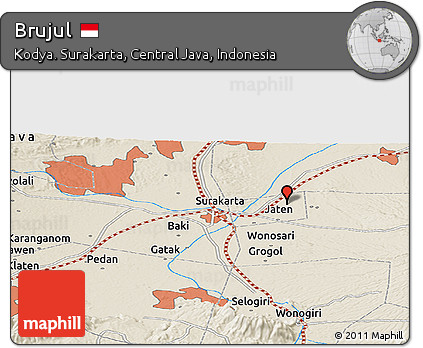 Shaded Relief Panoramic Map of Brujul