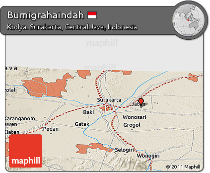 Shaded Relief Panoramic Map of Bumigrahaindah