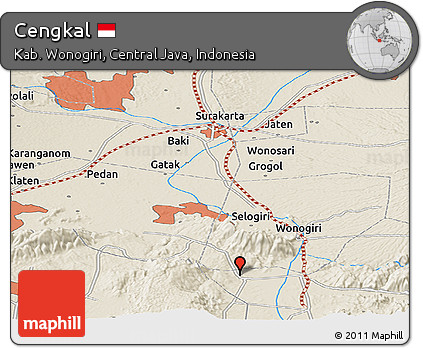 Shaded Relief Panoramic Map of Cengkal