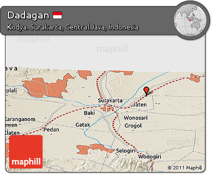 Shaded Relief Panoramic Map of Dadagan