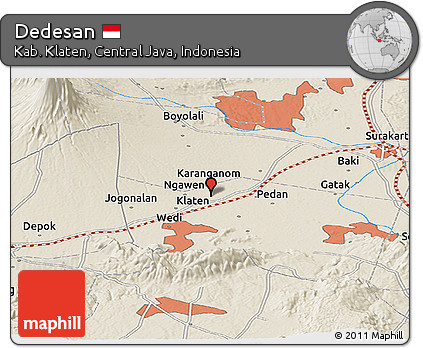 Shaded Relief Panoramic Map of Dedesan