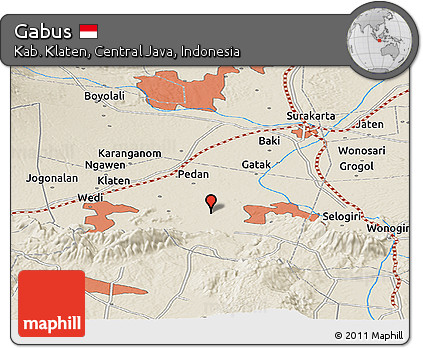 Shaded Relief Panoramic Map of Gabus