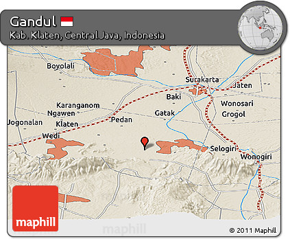 Shaded Relief Panoramic Map of Gandul