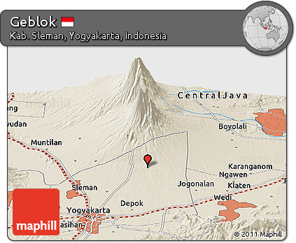 Shaded Relief Panoramic Map of Geblok