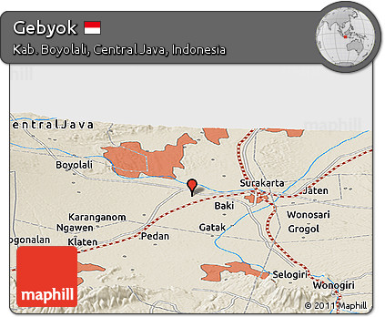 Shaded Relief Panoramic Map of Gebyok