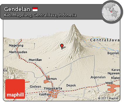 Shaded Relief Panoramic Map of Gendelan