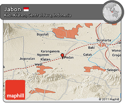 Shaded Relief Panoramic Map of Jabon