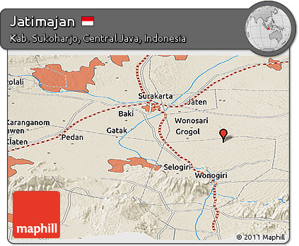 Shaded Relief Panoramic Map of Jatimajan