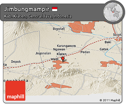 Shaded Relief Panoramic Map of Jimbungmampir