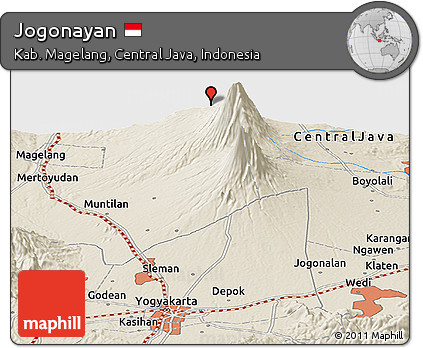 Shaded Relief Panoramic Map of Jogonayan