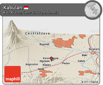 Shaded Relief Panoramic Map of Kabulan