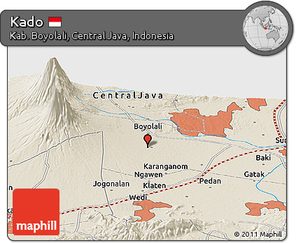 Shaded Relief Panoramic Map of Kado