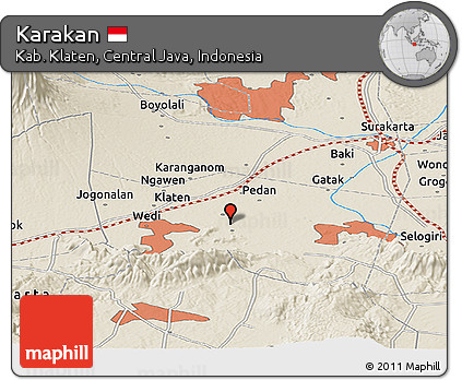 Shaded Relief Panoramic Map of Karakan