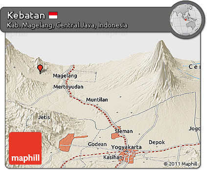 Shaded Relief Panoramic Map of Kebatan