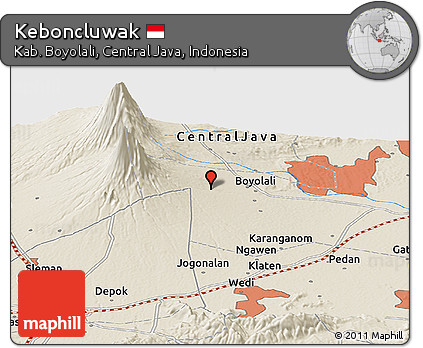 Shaded Relief Panoramic Map of Keboncluwak