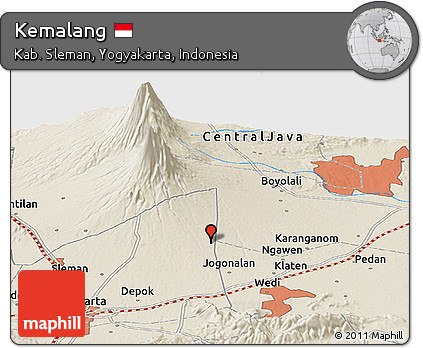 Shaded Relief Panoramic Map of Kemalang