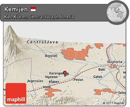 Shaded Relief Panoramic Map of Kemijen