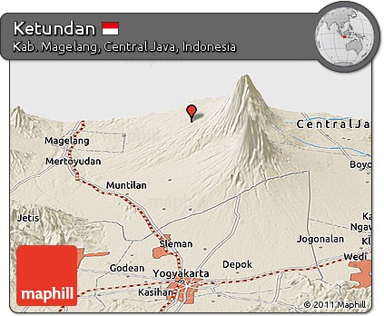 Shaded Relief Panoramic Map of Ketundan