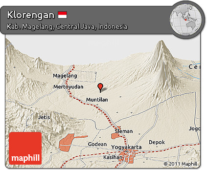 Shaded Relief Panoramic Map of Klorengan
