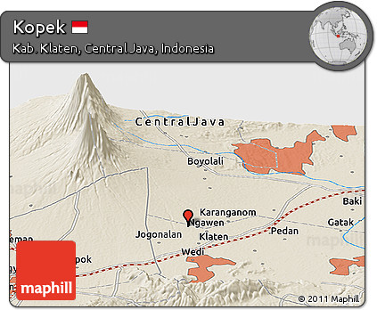 Shaded Relief Panoramic Map of Kopek