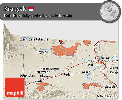 Shaded Relief Panoramic Map of Krapyak