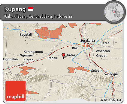 Shaded Relief Panoramic Map of Kupang