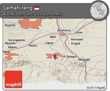 Shaded Relief Panoramic Map of Lemahireng