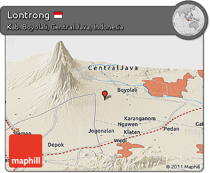 Shaded Relief Panoramic Map of Lontrong