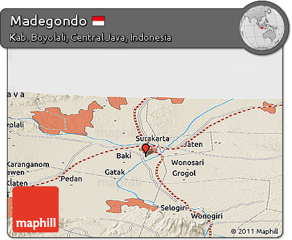 Shaded Relief Panoramic Map of Madegondo