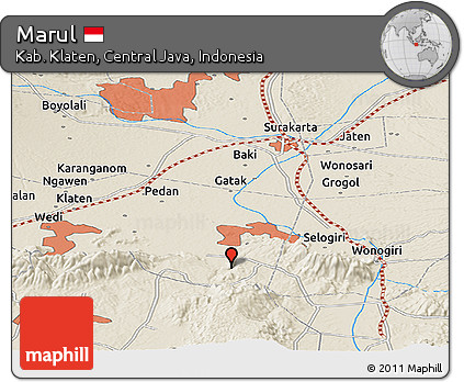 Shaded Relief Panoramic Map of Marul